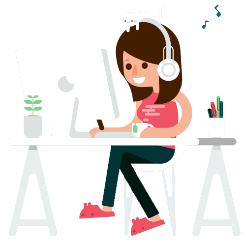 Girl Studying on Computer